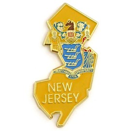 PinMart New Jersey Shape Flag Lapel Pin – Complete United States of America Pin Set – Gold Plated Enamel US State Shirt Pins – Great Commemorative/Promotional Gift - 25 Pack
