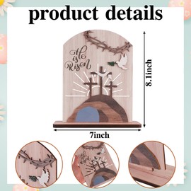 Easter Religious Decorations He Is Risen Decor Resurrection Christan Decorative Signs Easter Wooden Signs Cross Tabletop Signs for Easter Rustic Farmhouse Home Room Dining Birthday Spring (Easter)