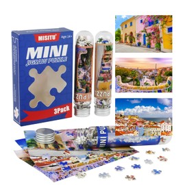 MISITU Small Jigsaw Puzzles for Adults Mini Puzzles 150 Pieces Micro Piece Travel Challenging Difficult Puzzles Lisbon Portugal, Greece, Barcelona Jigsaw Puzzles, 6 x 4 inches Pack of 3