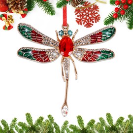 BIZIBAFF Dragonfly Christmas Ornament 2024 Red Green Dragonfly Ornament for Christmas Tree Dragonfly Keepsake Gifts for Dragonfly Lovers Metal Dragonfly Gifts for Women Men Kids Teens Girls Boy
