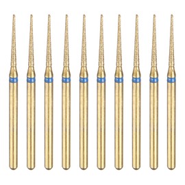 sourcing map 10pcs 120-140 Grits Diamond Grinding Bit 1.4mm Tapered Head 2.35mm Shank 14mm Length Titanium Plated Stone Sanding Drill Bits Rotary Tool for Nails Grinding Polishing