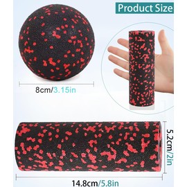 Mini Foam Roller - Muscle Massage Rollers for Trigger Point Therapy, Myofascial Release, Deep Tissue Fitness Massage & Relax Tight Muscles, Peanut Ball & Trigger Point (Red)