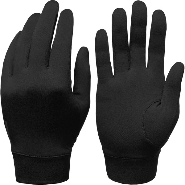 TSLA Men and Women Cold Weather Running Gloves, Fleece Lined Thermal Winter Gloves, Lightweight Sports Cycling Gloves, Thermal Gloves Black, Medium