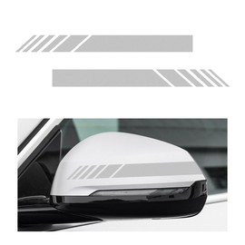 Ohleats 2 PCS Car Rear View Mirror Stickers, Reflective Warning Auto Rearview Mirror Decor with Stripe Graphic, Waterproof DIY Automotive Body Stickers, Universal Car Accessories (Gray, 2 PCS)