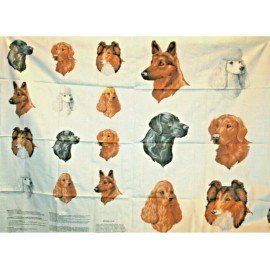 AKC AMERICAN KENNEL CLUB DOG APPLIQUES PANEL COTTON FABRIC 34X44
