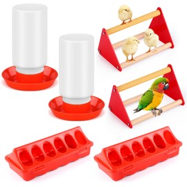 6 Pcs Chick Feeder and Waterer Kit with Chick Perch 2 Plastic Chicken Automatic Drinkers 2 Flip Top Poultry Feeder 2 Chicken Starter Kit for Coop and Brooder for Small Poultry Baby Chicks Ducks Quail