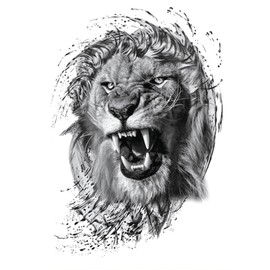 Nirbffo Large Size Tattoo Stickers Lion Tiger Wolf Transferable Tattoo Stickers 6 Sheets 15 x 21 cm