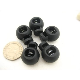 UK Stock 10pcs Black Round Toggles Cord Adjusters Cord Stopper Spring Loaded Cord Lock