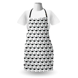 Lunarable Whale Apron, Nautical Themed Repeating Pattern with Mammal Fish and Waves, Unisex Kitchen Bib with Adjustable Neck for Cooking Gardening, Adult Size, Charcoal White