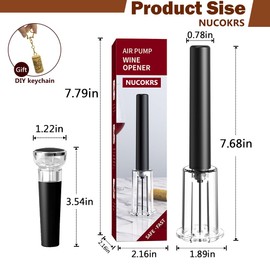 Air Pressure Wine Bottle Opener and Vacuum Wine Stopper Set - NUCOKRS Quick and Easy 3-7 Times Cork Removal Great Gift for Wine Lovers