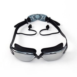 Wavewish Clean View Goggles with Integrated Earplugs (Black) / 웨이브위시 클린뷰 귀마개일체 물안경(블랙)