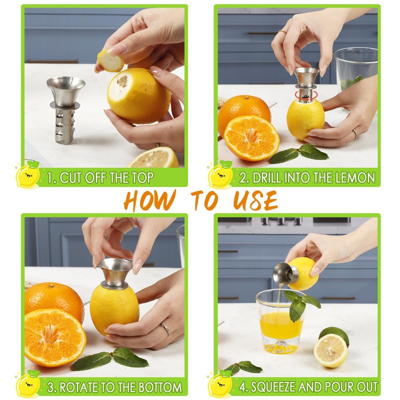 KAYCROWN 18/8 Stainless Steel Manual Lemon Juicer Squeezer, Easy Squeeze