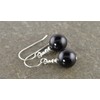 Large 10mm Black Onyx Gemstone & Sterling Silver Drop Earrings
