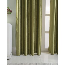 GYROHOME Faux Silk 80% Blackout Curtains, Fully Lined Solid Color Window Treatment Drapes for Bedroom Thermal Insulated Grommet Top Room Darkening Drapes, (2 Panels, 52x96inch, Grass Green)