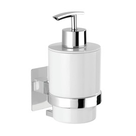 WENKO Turbo-Loc® Quadro Soap Dispenser, No Drilling Required, Liquid Soap Dispenser Capacity: 0.25 L, Plastic (ABS), 7 x 15 x 9.5 cm, Chrome