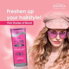 Joanna Ultra Color - Conditioner für Rosa- und Pink-farbene Haare - Farbauffrischung & Pflege - Feuchtigkeitsspendend - für kühle Blondtöne Silberblond Platinblond - Spülung Gegen Gelbstich - 200ml