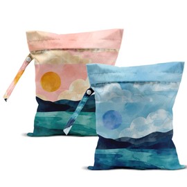 SRLDCR 2PCS Wet Dry Bags travel laundry bags Swimsuit Bag Beach Essentials Summer Gifts Watercolor Washable Reusable Waterproof Bag for Swimsuit Pool Beach Diapers Dirty Yoga Gym Clothes