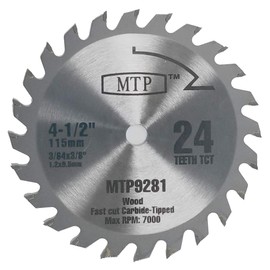 TCT 24T 4-1/2" 4.5 inch Carbide Circular Saw Blade for Rockwell Rk3441k, Worx WX429L 9.5mm/ 3/8" arbor wood, plastic and composite materials