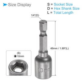 CoCud Quick-Change Nut Setter Driver Bit, 10mm Metric 48mm Length 1/4" Shank, CR-V Magnetic Straight Shank Setter Drill Bits - (Applications: for Auto Repair) - 2pieces