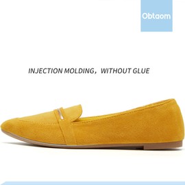 Women's Pointy Toe Loafer Flat Comfortable Faux Suede Work Shoes,Cute Penny Loafer Slip On Ballet Flat(Mustard US7)