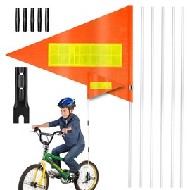 Bicycle Flag, Bicycle Pennant, Safety Flag, Reflective Bicycle Flag, Children's Bicycle Flag, 180 cm Bicycle Bunting Pole, Separable Safety Flag, for Boys and Girls, Cycling, Orange