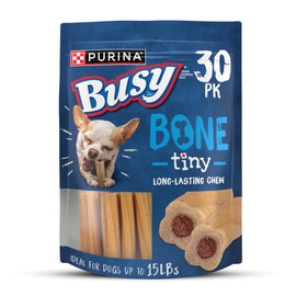 Purina Busy Bone Adult Toy Breed Dog Chew Bone Treats, Tiny - 30 ct. Pouch