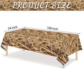 Tudomro 3 Pcs Farm Hay Plastic Tablecloth Straw Tablecover Waterproof Western Tablecloth Cowboy Western Party Decorations Birthday Carnivals Hawaiian Luau Party Supplies, 54 x 108 Inch
