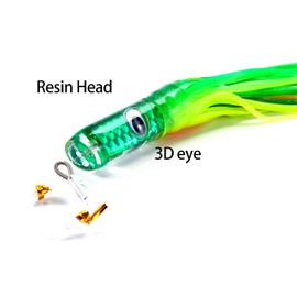 11 inch Trolling Tuna Lure for Mahi Marlin Dolphin Wahoo Shark Sailfish with Rigged Hooks Big Game Fishing Saltwater Lure Deep Sea Light Green