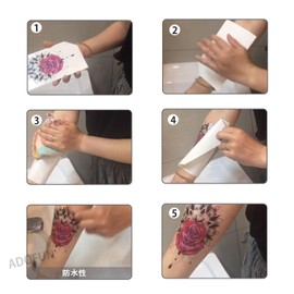 Tattoos [Set of 5] Jagua Tattoo, Japanese Pattern, Large Temporary Tattoo, Japanese Pattern, Japanese Carved, Black, Tattoo Stickers, Arm Tattoo Stickers, Waterproof, Long Lasting, Simple Featured