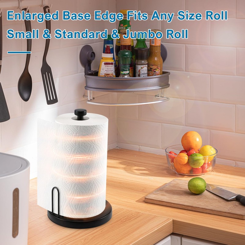 Veumoie Paper Towel Holder Countertop, Paper Towel Stand with Ratchet