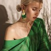SLSF Bohemian Long Gold Round Disc Leather Fringe Dangle Drop