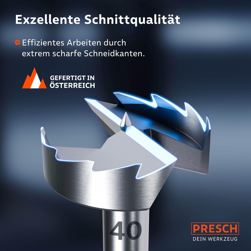 Presch Forstner drill bit, diameter 40 mm, extremely sharp, durable