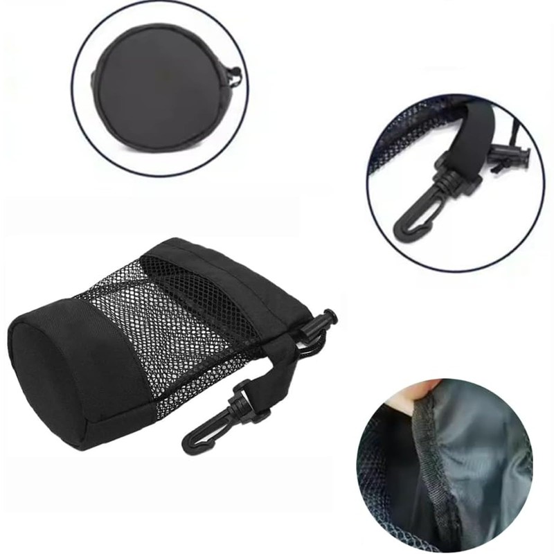 Yeanifeana 2-Pack Black Nylon Mesh Golf Ball Bags with Drawstring