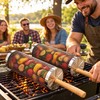 4-Pack Stainless Steel Rolling Grill Baskets for BBQ – Wooden