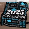 MyPhotoPrint Polyester Graduation Throw Blanket, Class of 2025, Customized Name