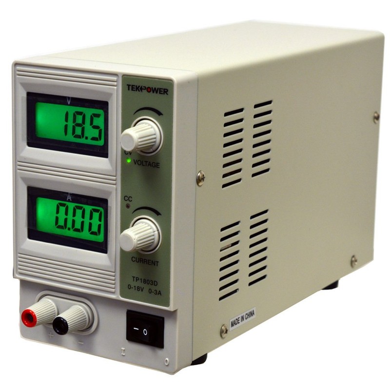 Tekpower TP1803D Lab Grade Variable Linear DC Power Supply, 0-18V