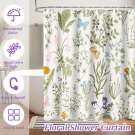 Shower Curtain Polyester Shower Curtains Hotel Bathroom Shower Curtain Washable Waterproof Shower Curtain Mould Proof Resistant Bathroom Curtains with 12 Hooks for Bathroom Wet Room Tub (Green)