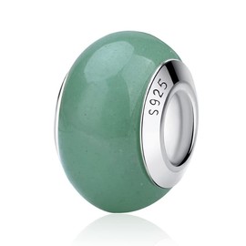Nbsameng - Abalorio de plata de ley 925 de vidrio de Murano, con abalorio de flores transparentes, varios colores, para mujer, pulsera y collar, regalo de joyería, Plata de ley Vidrio Plata Piedra, No