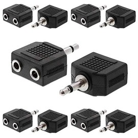 Cmple - [10 Pack] 3.5mm Mono Male to 2X 3.5mm Mono Female Coupler, 3.5mm Mono Plug to 2X 3.5mm Mono Jack Adapter, Audio Jack for H