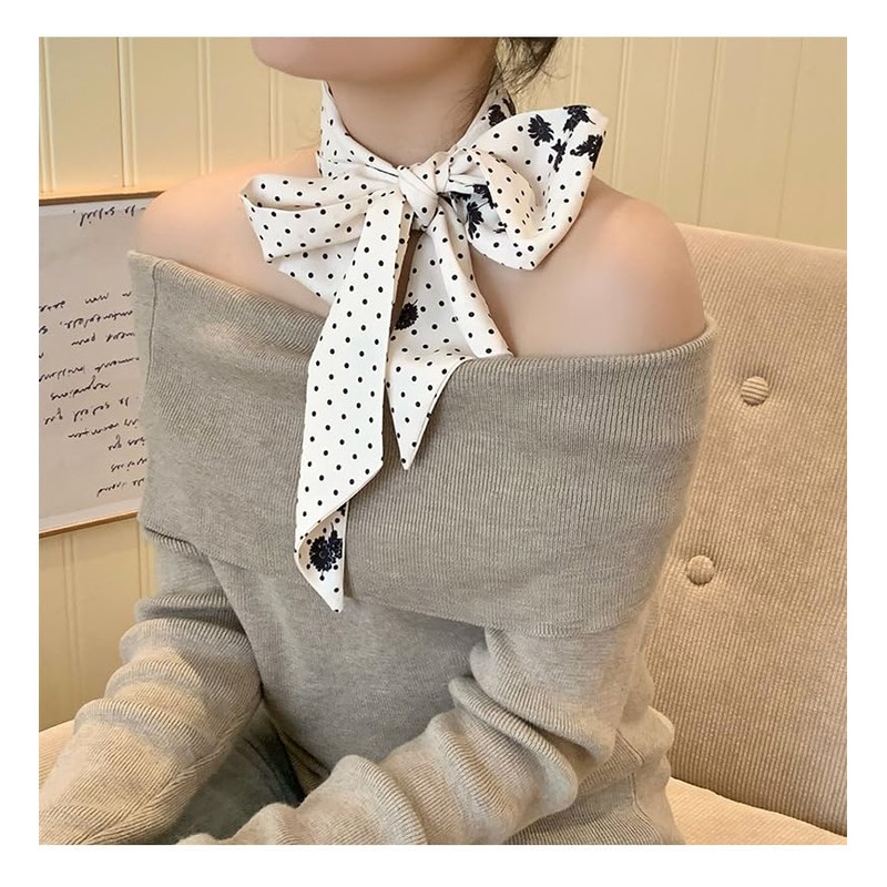 GIMIRO Elegant Ladies Silk Scarf 140 x 9 cm Polka