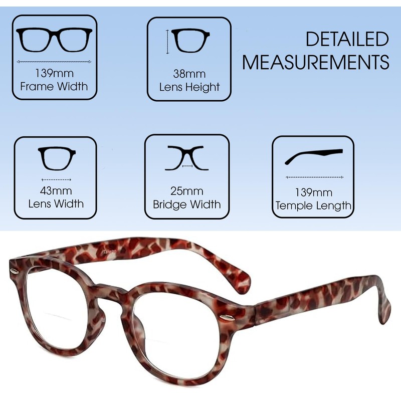 Calabria 4376CB Classic Retro Bi Focal Reading Glasses w/Matching Case