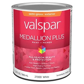 Valspar 27000 White Base Medallion Plus Exterior Paint & Primer, Semi-Gloss, 1 Quart
