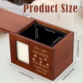 Pet Urn With Photo Frame - Wooden Memorial Keepsake Box for Dog or Cat Ashes, Cremation Memory Box With Black Flannel Lining, Loss Remembrance Gift (Brown)