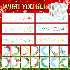 EMOME Christmas Decorations, Christmas Glitter Faux Freckles Face Tattoos with Red Green White Face Gems, Christmas Face Paint Makeup Kit for Women, Kids, Party Favors, Xmas Stocking Stuffers