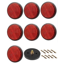 WUNZILO Pack of 8 round rear reflectors, cat's eye reflectors, 58 mm cat's eye trailer, screw-on cat's eye side spotlights, trailer reflector for cars, trailers and trucks (red)