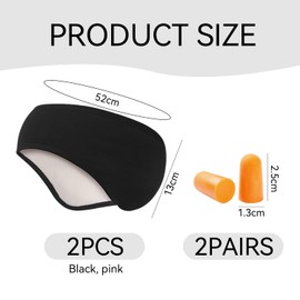 Pack of 2 Thermal Earmuffs and 2 Pairs of Earplugs, Soundproofing Earmuffs, Cold-Resistant Winter Earmuffs, Sports Earmuffs, Sleep Earmuffs