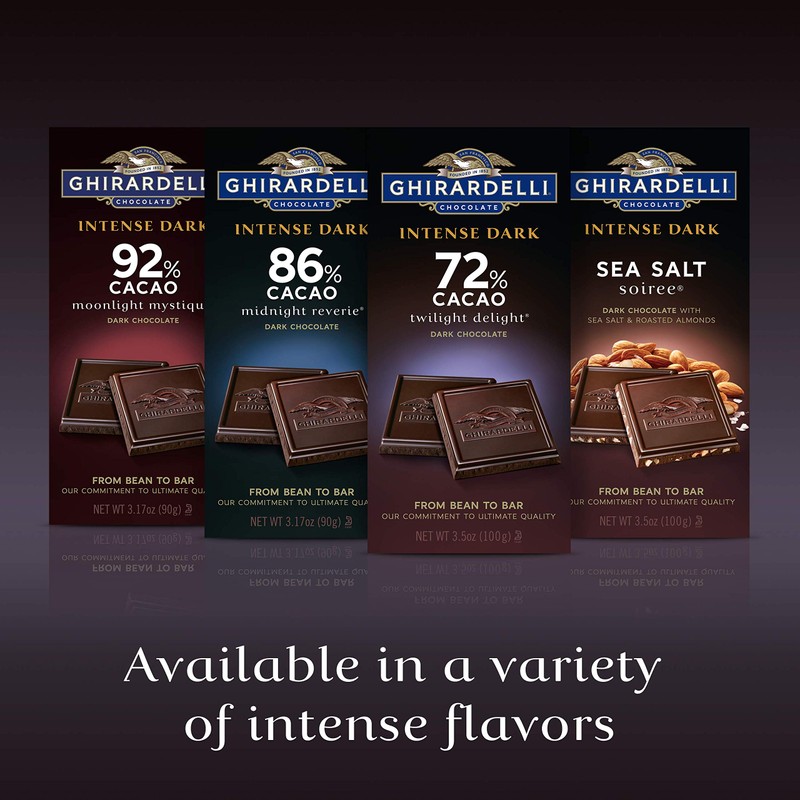 GHIRARDELLI Intense Dark Chocolate Bar, Raspberry, 3.5 Oz Bar (Pack