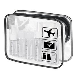 lridsmole Toiletry Bag for Travel, Airport Security Liquids Bags, Clear Makeup Bags TSA Approved, Waterproof Toiletry Bags with 5 Bottles, Cosmetic Organizer for Women, Airport Security Compliant