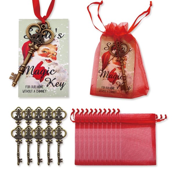 Santa Key for No Chimney Houses, 10 Sets Santa's Magic
