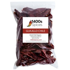 2lb Guajillo Stemless Chile Food Service Size, Whole Dried Red Chile Seco Mexican Peppers, Chiles Descolados, Versatile Mexican Ingredients for Mexican Salsa by 1400s Spices